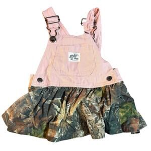 Bass Pro Shop Outdoor Kids Girl’s Pink Camo Jumper Overall Dress Size 12M EUC